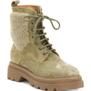 NEW VOILE BLANCHE Cloden Shearling Lined Leather Booties green for women 1066tn